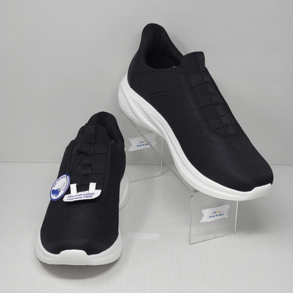 🆕JBU🆕Men's Black White Touch-Less Hands Free Slip On Sneakers Shoes Size 12 New